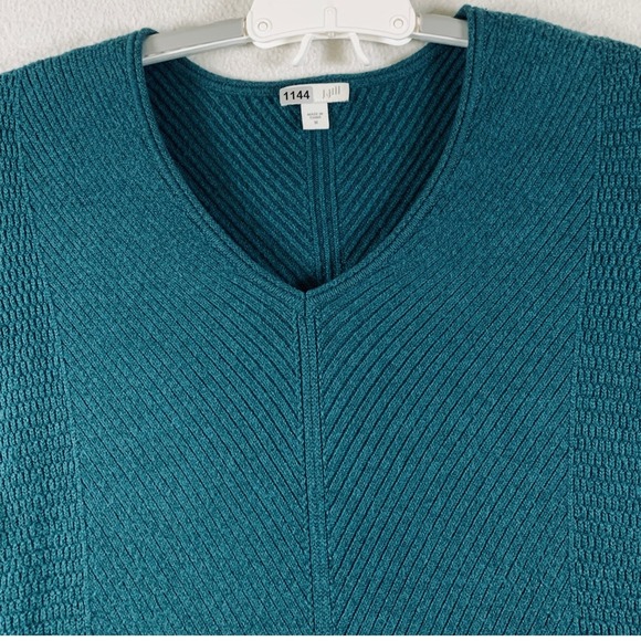 J. Jill Women's Long Sleeve V Neck‎ Textured Knit Tunic Top Sweater Green Size M - Picture 6 of 13